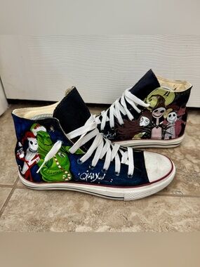 Custom Hand Painted Converse Nightmare Before Christmas Shoes Men 8.5 Women 10.5